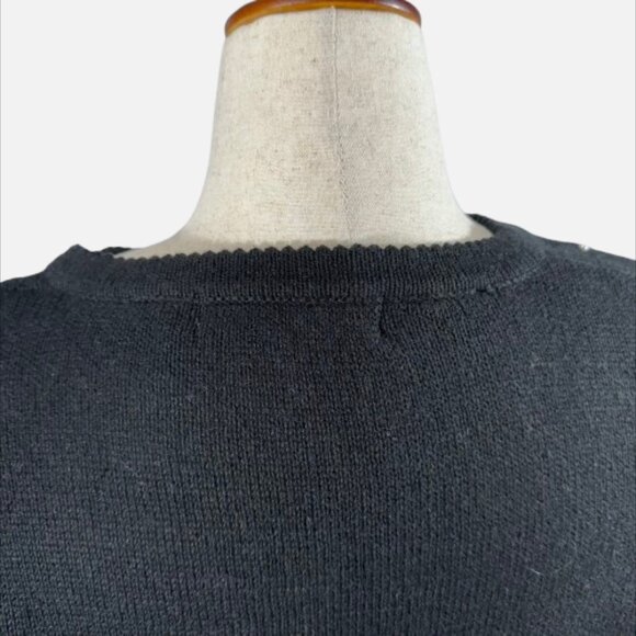 Victoria Jones Black Christmas Sweater Poinsettia Beaded Embroidery (Size 1XL) - Picture 6 of 11